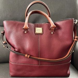 Dooney & Bourke Satchel Handbag Red Key Fob Magnetic Closure Handle & Strap